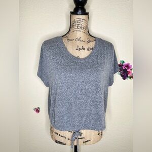 Aeropostale Drawstring Gray Adjustable Bottom Crop Top T Shirt Size XL